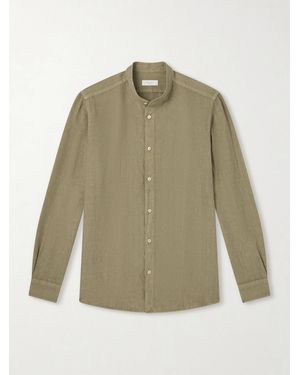 Boglioli Grandad-Collar Linen Shirt - Green