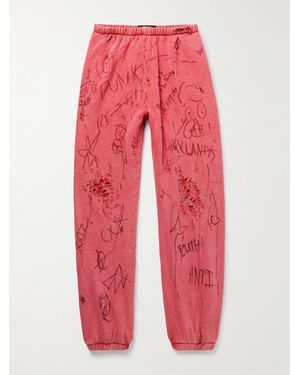 Liberal Youth Ministry Juvenile Tapered Distressed Printed Cotton-Blend Jersey Joggers