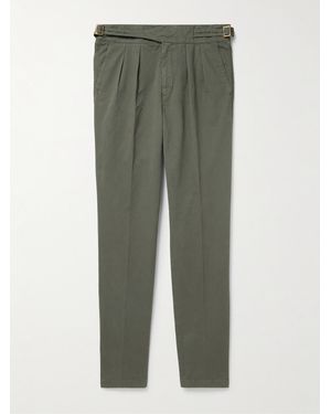 Rubinacci Manny Tapered Pleated Cotton-twill Trousers - Green