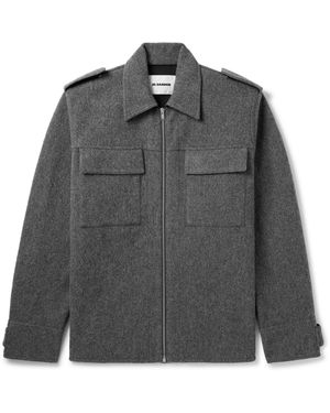 Jil Sander Boiled Wool-Blend Zip-Up Overshirt - Gray