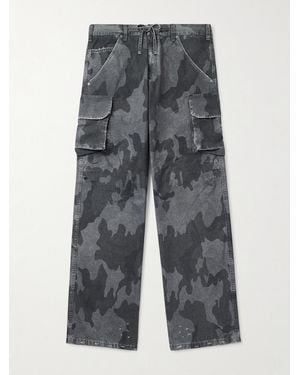 424 Straight-Leg Camouflage-Print Cotton-Ripstop Trousers - Grey