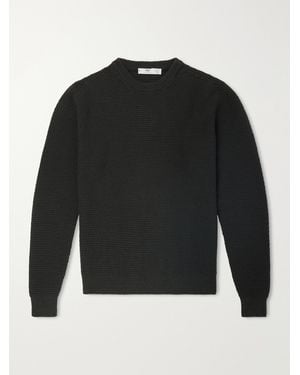 Inis Meáin Caoladóir Merino Wool And Cashmere-Blend Waffle Jumper - Black
