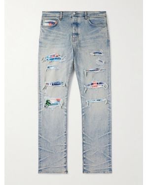 Amiri Jeans Skinny Effetto Consumato Con Decorazioni Aloha Thrasher - Blu