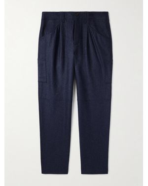 Brunello Cucinelli Schmal zulaufende Hose aus gebürsteter Wolle - Blau