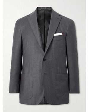Kiton Brushed Wool Suit Jacket - Gray