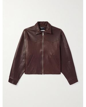 Enfants Riches Deprimes Distressed Textured And Pebble-Grain Leather Jacket - Brown