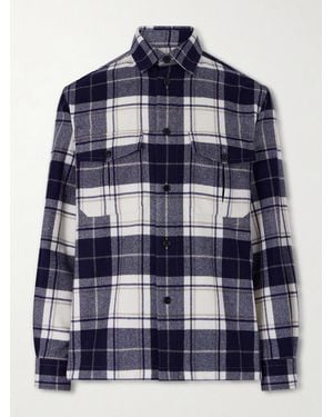 dunhill Checked Cashmere Overshirt - Blue