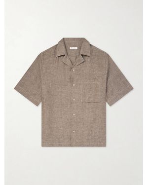 Loro Piana Federico Camp-collar Linen Shirt - Grey