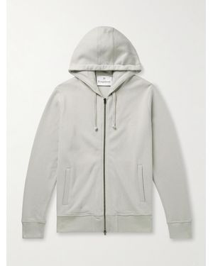 Kingsman Logo-Embroidered Cotton And Cashmere-Blend Jersey Zip-Up Hoodie - Grey
