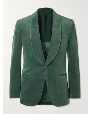 Kingsman Shawl-Collar Cotton And Linen-Blend Velvet Tuxedo Jacket - Green