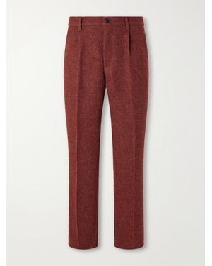 Portuguese Flannel Terroir Straight-Leg Pleated Wool-Twill Trousers - Red