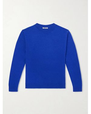 AURALEE Brushed Cashmere And Cotton-Blend Jumper - Blue