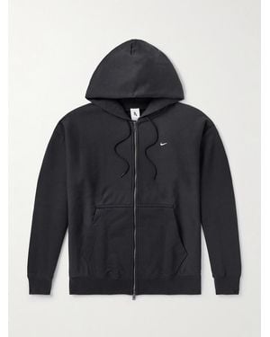 Nike Solo Swoosh Logo-Embroidered Cotton-Blend Jersey Hoodie - Blue