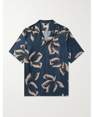 Dries Van Noten Camp-collar Floral-print Silk-twill Shirt - Blue