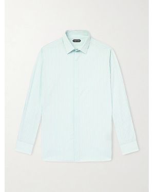 Tom Ford Striped Cotton-poplin Shirt - Blue
