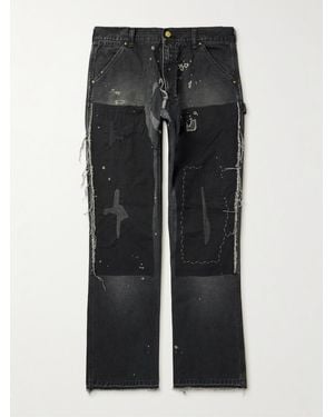 SAINT Mxxxxxx Straight-Leg Distressed Patchwork Jeans - Black