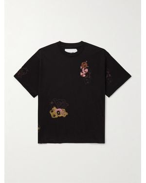 STORY mfg. Grateful Printed Organic Cotton-Jersey T-Shirt - Black