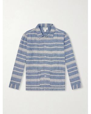 RRL Striped Linen Shirt - Blue