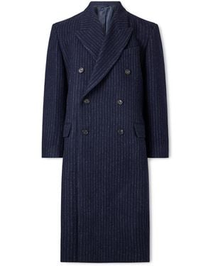 Bode Waldorf Double-Breasted Pinstriped Virgin Wool Coat - Blue