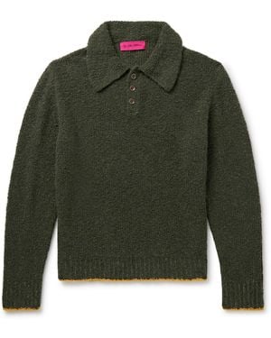 The Elder Statesman Mountain Cashmere-blend Bouclé Polo Sweater - Green