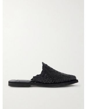 Yuketen Chamula Polanco Woven Leather Mules - Black