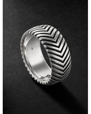 David Yurman Chevron Sterling Silver Ring - Black