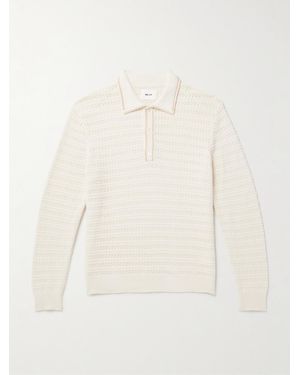 NN07 Josh 6636 Pullover aus Biobaumwolle in Pointelle-Strick mit Polokragen - Natur