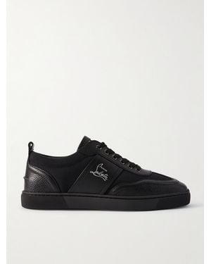 Christian Louboutin Retero Full-grain Leather-trimmed Canvas Trainers - Black