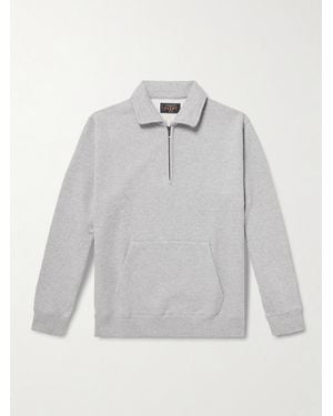 Beams Plus Slim-Fit Cotton-Jersey Half-Zip Sweatshirt - Grey