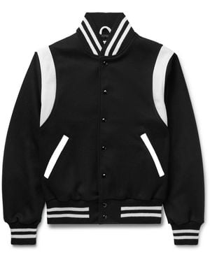 Golden Bear The Hayes Leather-Panelled Wool-Blend Varsity Jacket - Black