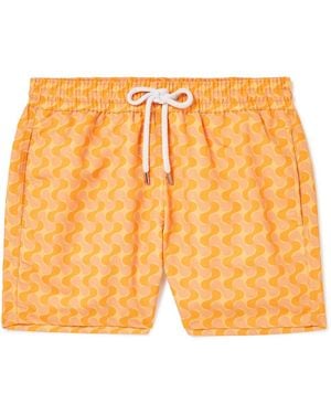 Frescobol Carioca Straight-Leg Short-Length Printed Recycled Swim Shorts - Orange