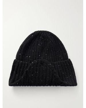 SAGE NATION Padded Ribbed-Knit Beanie - Black