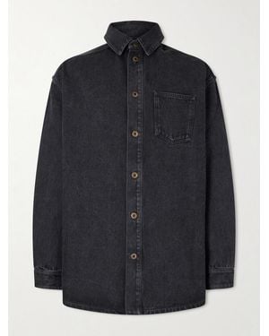 Loewe Anagram Logo-embroidered Denim Overshirt - Blue