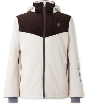 Brunello Cucinelli Logo-Embroidered Corduroy-Trimmed Padded Shell Ski Jacket - Brown