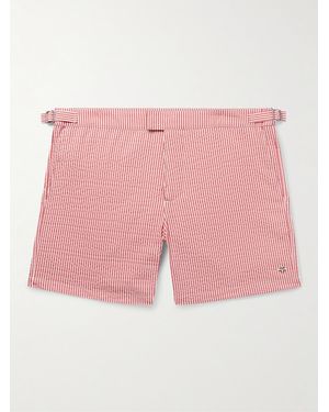 Loro Piana Schooner Straight-Leg Mid-Length Striped Seersucker Swim Shorts - Pink