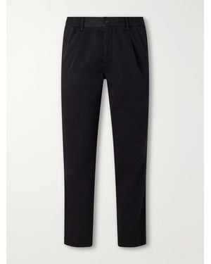 MR P. James Pleated Tapered Organic Cotton-Twill Trousers - Blue