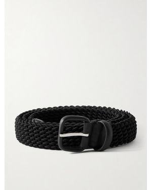 Charvet 2.7Cm Leather-Trimmed Woven Cord Belt - Black