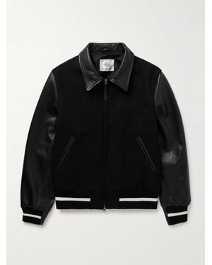 Golden Bear Leather And Wool-Blend Felt Varsity Jacket - Black