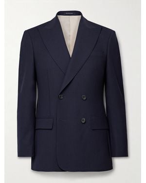 Richard James Hepworth Double-Breasted Grain De Poudre Wool Suit Jacket - Blue