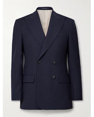 Richard James Hepworth Double-Breasted Grain De Poudre Wool Suit Jacket - Blue