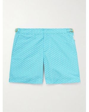 Orlebar Brown Lamborghini Bulldog Reticolo Straight-Leg Mid-Length Recycled Swim Shorts - Blue