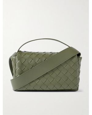 Bottega Veneta Intrecciato Leather Messenger Bag - Green