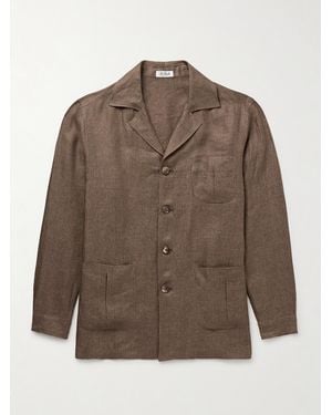 De Petrillo Slim-Fit Camp-Collar Linen Overshirt - Brown