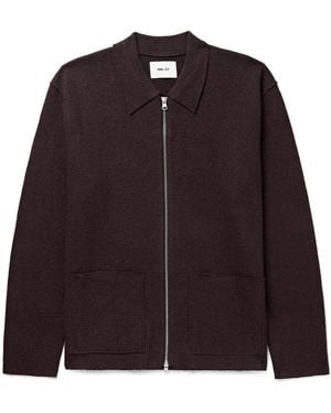 NN07 Jonas 6398 Brushed-Wool Zip-Up Cardigan - Purple