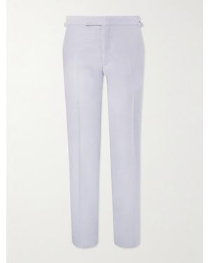 Tom Ford Straight-Leg Silk, Wool And Mohair-Blend Suit Trousers - White