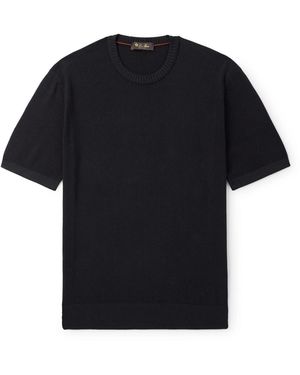 Loro Piana Slim-Fit Cotton And Silk-Blend Piqué T-Shirt - Black