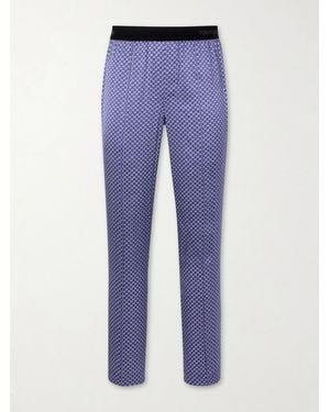 Tom Ford Printed Silk-blend Satin Pyjama Trousers - Blue
