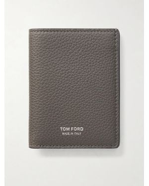 Tom Ford T Line Leather Folding Cardholder - Grey