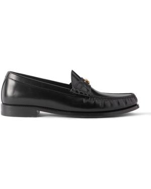Celine Triomphe Logo-Embellished Leather Loafers - Black