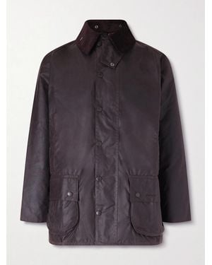 Barbour Beaufort Corduroy-trimmed Waxed-cotton Jacket - Grey